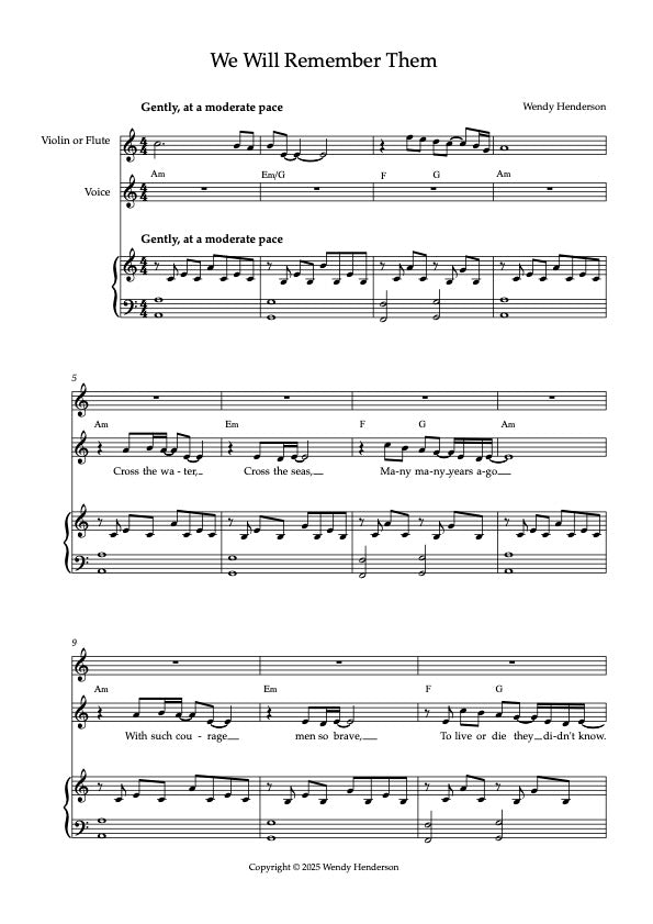 We Will Remember Them Solo/Unison