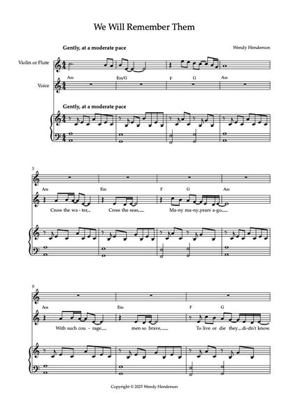 We Will Remember Them Solo/Unison